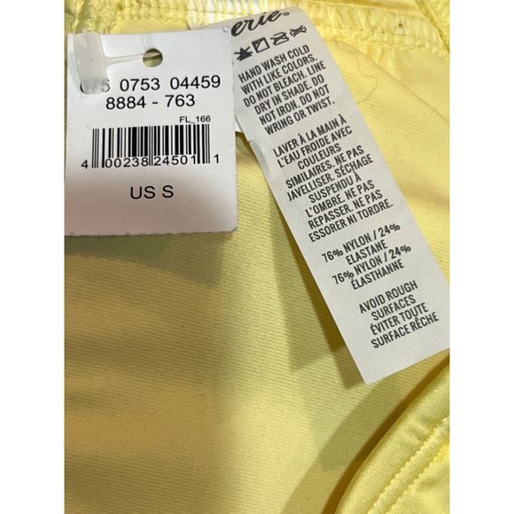 NWT AERIE Bikini Hipster 2 Piece Bikini Swimsuit SMALL Yellow Ruffle Padded - Picture 4 of 6